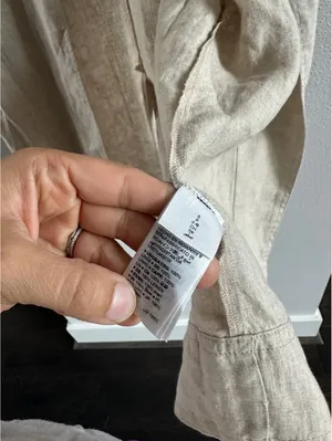The Drop by Paola Alberdi Natural Oversized Sleeveless Long Linen Vest thumbnail 6