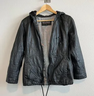 Wilson's Leather Black leather Jacket With Hoodie thumbnail 1
