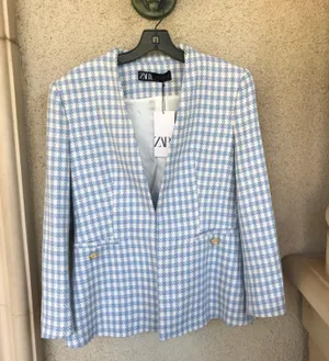 ZARA houndstooth lapelless blazer thumbnail 7