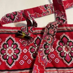 Vera Bradley Frankly Scarlet Quilted Tote Bag Red Paisley Travel Tote thumbnail 8
