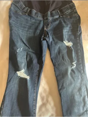 EUC Maurices Maternity Dark Blue Stretch Denim Jeggings with Overband thumbnail 5