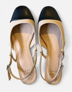 A New Day Black and Beige Slingback Flats thumbnail 1