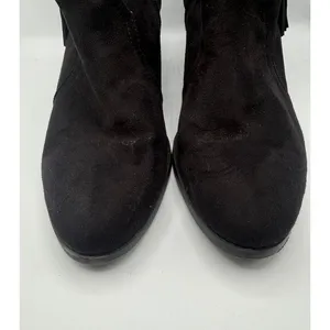 Soda Women 11 Black Suede Block Heel Side Zip Tassel Accent‎ Ankle Boots Western thumbnail 4