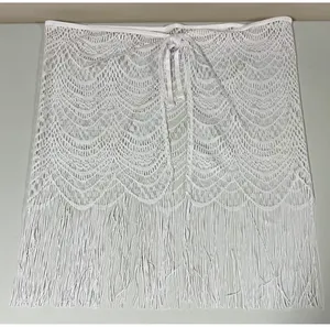 Freshwater White Lace Fringe Beach Pool Swim Coverup Sarong Skirt Bottoms O/S 🤍✨ thumbnail 3