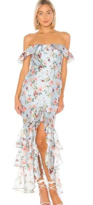 Majorelle Godfrey Gown Blue Floral Off The Shoulder Dress Size XS thumbnail 1