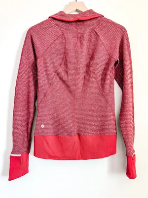 Lululemon Red Half Zip Pullover Thumbholes Athletic Top Size 6 thumbnail 5