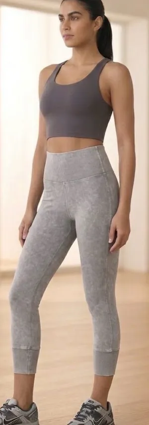 Lululemon Athletica Washed Gray Women’s Cropped High-Waist Leggings Size 4 thumbnail 1