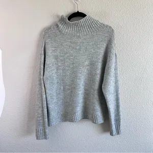 GAP Women's Forever Cozy‎ Cowl Neck Cable-Knit Sweater Heather Grey thumbnail 3