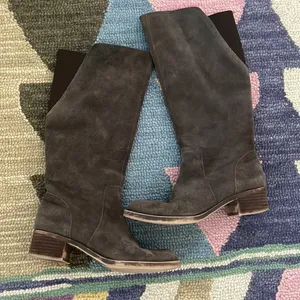 Lucky Brand 8/38 Hanover Knee High Riding Equestrian Tall Boots Gray Brown Suede thumbnail 1