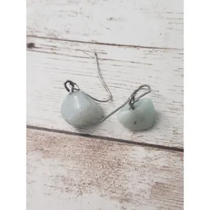 Vintage Earrings For Pierced Ears Light Green Stone thumbnail 2