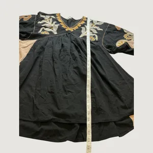 Easel Los Angeles Black Embroidered Cotton Babydoll Tunic Dress ED23074 Medium thumbnail 9