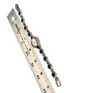 Fabergé Vintage Black Stone Marcasite Style Bracelet Watch thumbnail 12