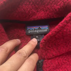 Patagonia Red Sweater Navy Trim 1/4 Zip Fleece Pullover XL Unisex thumbnail 5