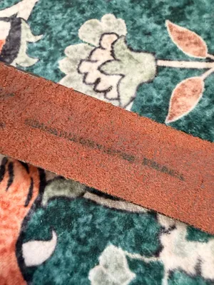 Vintage Chunky Brown Genuine Leather Belt with Solid Brass Buckle Silver Size 34 thumbnail 10