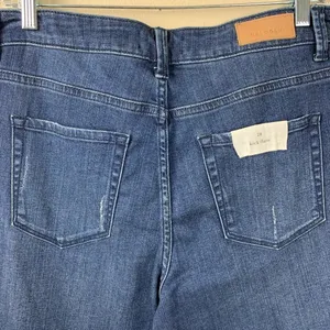 Halogen Cropped Kick Flare Jeans High Rise Frayed Ankle Distressed Dark Wash 28 thumbnail 5