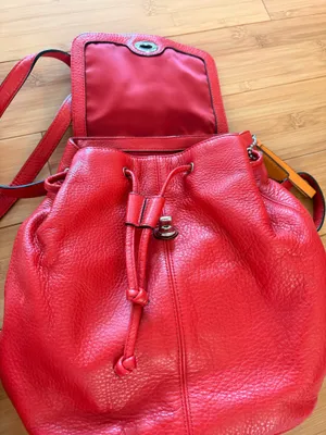 Red Leather Coach Backpack Vintage thumbnail 5