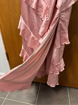 Petal + Pup Ciao Ruffles Maxi Satin Dress Sleeveless Long Pink Large NEW thumbnail 12