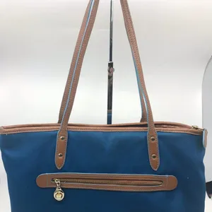 COACH Large Blue Brown Fabric Shoppers Tote thumbnail 5