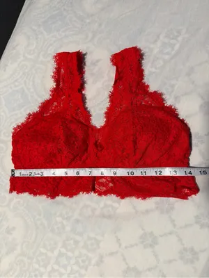 aerie Red Lace Longline Bralette size L thumbnail 10