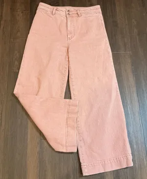 Faherty Wide Leg High Rise Pants Rose Pink Cotton Blend Size 30 Coastal Casual thumbnail 1