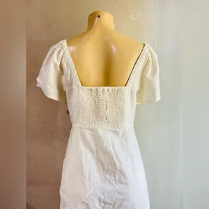 Madewell Linen-Cotton Puff-Sleeve Mini Dress size 6 NWT IVORY COLOR thumbnail 9