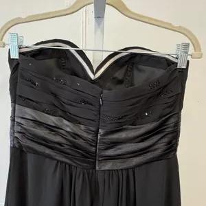 Bill Levkoff Black Strapless Sweetheart Sequin Chiffon Gown Dress Size 8 Formal thumbnail 5