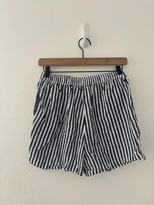 Anthropologie the wren striped boxer shorts in blue and white thumbnail 4