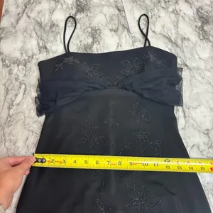 Betsy & Adam Vintage Y2K 90s Black Beaded floral Gown Dress size 6 Classic thumbnail 7