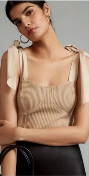 Anthropologie Maeve bow shoulder top thumbnail 1