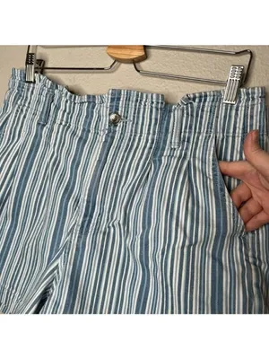 American Eagle Outfitters Womens Mom Shorts Size 14 Blue/White Striped nautical thumbnail 5