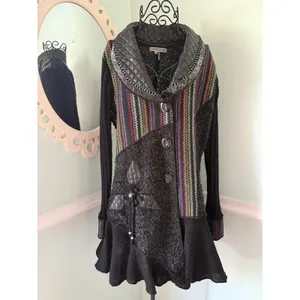 Liquid‎ by Sioni Artsy Funky Whimsical Goth Boho Punk Sweater Cardigan Jacket S thumbnail 2