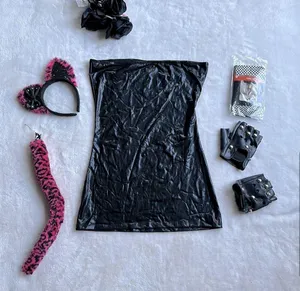 Spirit Halloween Pink punk leopard kit with latex costume Sz M thumbnail 1