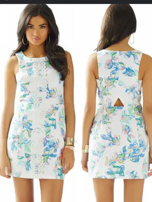 Lilly Pulitzer Cecily Dress Size 00White Mini Dress with Blue Green Floral Print thumbnail 2