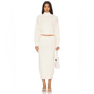 Free People Hailee Sweater Skirt Set in Powder Sand L thumbnail 11