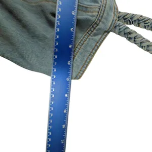 Storia Back At It Denim Braided Strap Belted Mini Dress Pockets thumbnail 10