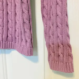 LL Bean Womens Purple Cable Knit Cotton Cardigan Sweater Medium OBUG5 thumbnail 4