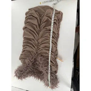 PrettyLittleThing Plus Taupe Faux Shearling Bardot Ruched Mini Dress 26 NWT Club thumbnail 10