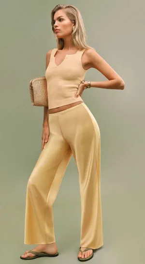 Reformation Gale Satin Mid Rise Bias Pant thumbnail 1