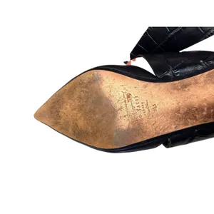 Dark Academia Pointed Toe Ted Baker orlya Leather Croc Strap‎ Black Mules 38.5 thumbnail 6