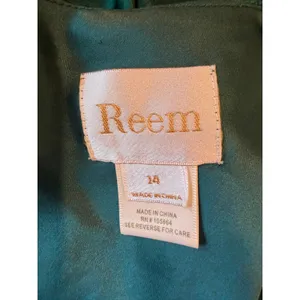 Reem by Reem Acra Silk Dress Women 14 Emerald Green Draped Tulip Wrap Cocktail thumbnail 9