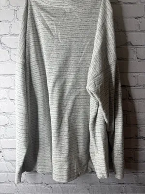 Aerie Light Gray Striped Knit Crewneck Sweater large thumbnail 7