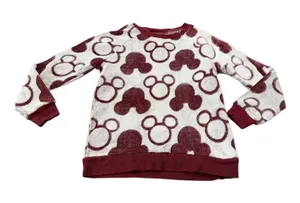 Disney Women's Soft Velour Fleece Mickey Mouse Sweatshirt Burgundy Size Small thumbnail 1