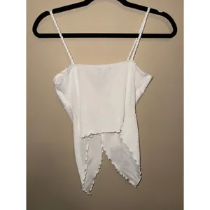 PaperMoon White Textured Coquette Twist Front Handkerchief Hem Camisole Top S Y2K Fairycor thumbnail 5