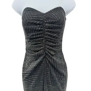 90s VTG Jessica McClintock Gunne Sax Sz. 5 Black Silver‎ Glitter Strapless Dress thumbnail 2