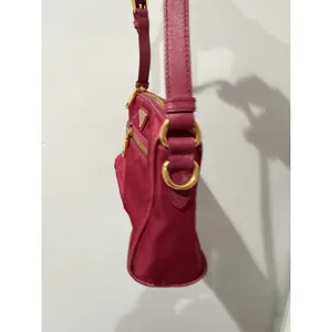 PRADA Shoulder Bag Nylon Pink Gold Hardware Authentic 9.5x5" 9" Handle‎ Drop L thumbnail 4