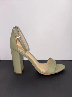 Olive Green High Block Heel Ankle Strap Sandal Sam Edelman Size 8 thumbnail 5