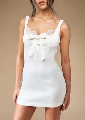 Missguided Satin Lace Trim Bow Front Mini Sleep Dress Sz XL thumbnail 4