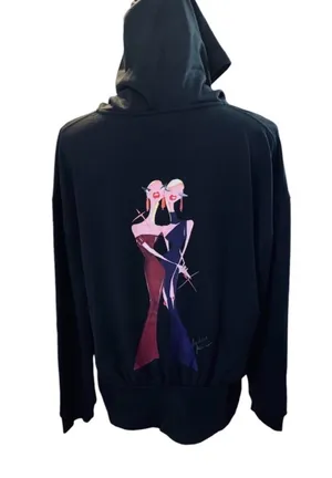 BADGLEY MISCHKA Black Avant Gard Zip Up Hoodie Size Large thumbnail 5