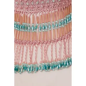 NWT My Beachy Side‎ Emily in Paris Beaded Halter Top Pink Medium thumbnail 5