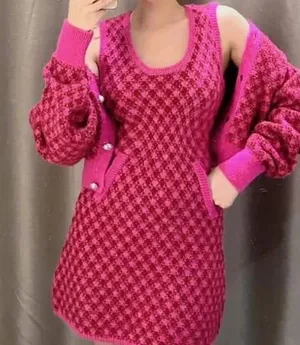 Zara PLAID KNIT Sleeveless Mini A-Line Dress w/ Round Neckline Size S Pink NEW thumbnail 6